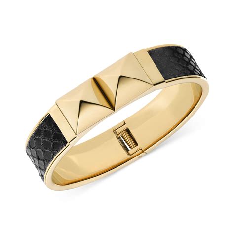 michael kors pyramid stud bracelet|Michael Kors Pyramid Stud Leather Cuff .